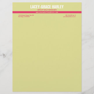 Centre attention pink stripe ecru professional customised letterhead