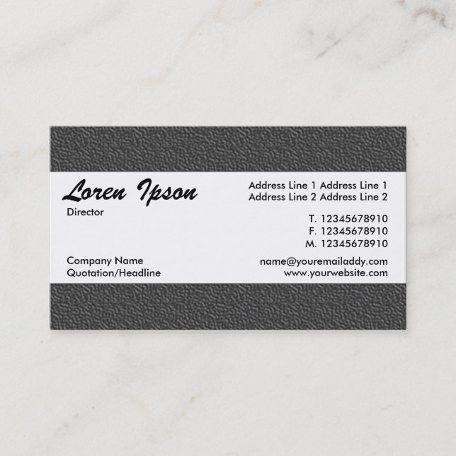 Centre Band 014 - Dark Grey Embossed Texture Business Card (Front)