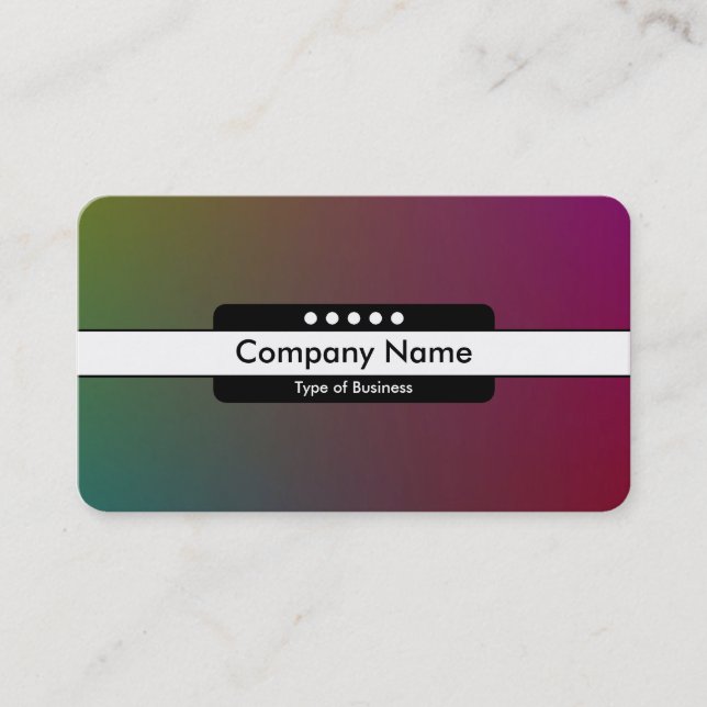Centre Band 5 Spots - Gradient Y,M,B,R, Dark Business Card (Front)