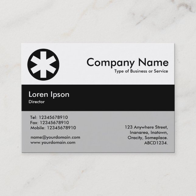 Centre Band Colours - Black - Asterisk Business Card (Front)