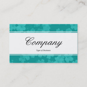 Centre Band (edged) - Script - Flowers Aqua Blue Business Card