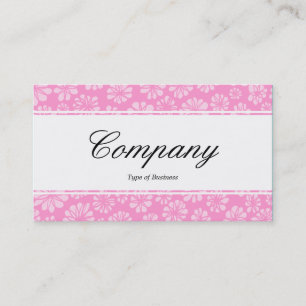 Centre Band (edged) - Script - Pink Floral Business Card