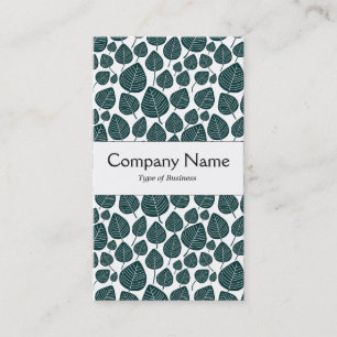 Centre Band - Leaves - Dk Moss Green on White Business Card