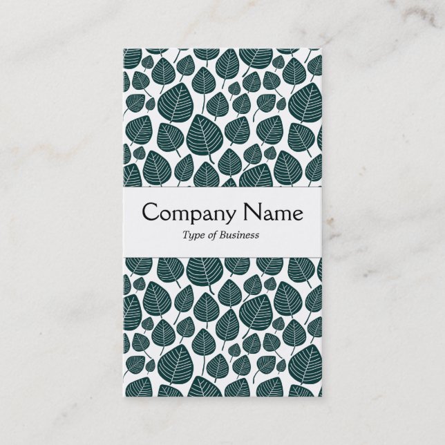 Centre Band - Leaves - Dk Moss Green on White Business Card (Front)