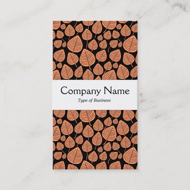 Centre Band - Leaves - Peach on Black Business Card (Front)