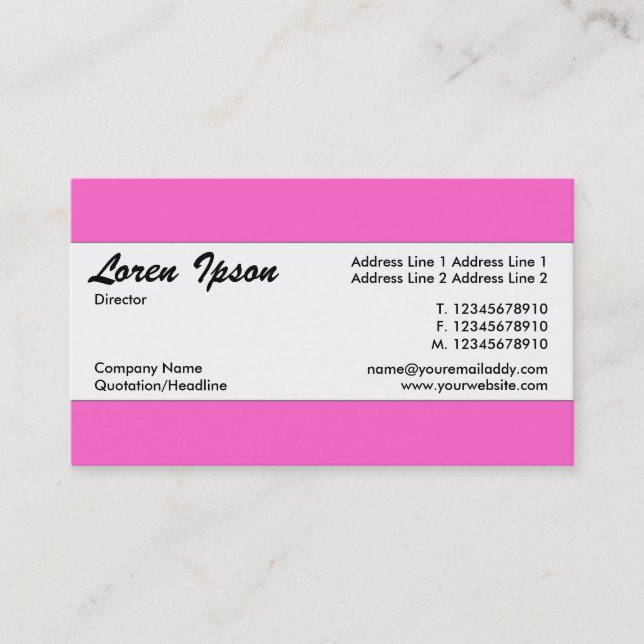 Centre Band - Pink (FF66CC) Business Card (Front)