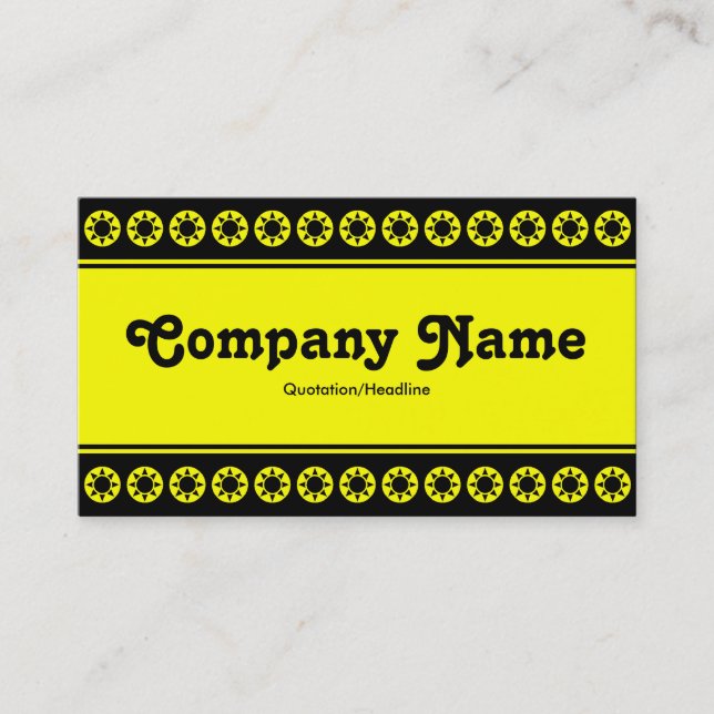 Centre Band (Yellow Sun Border) V2 - Black Business Card (Front)