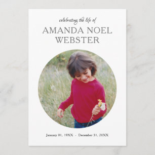 centre circle photo memorial invitation