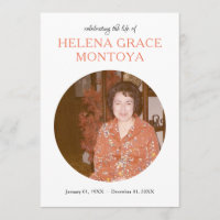 centre circle photo memorial invitation