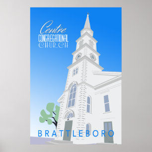 Centre Congregational Church Retro Poster