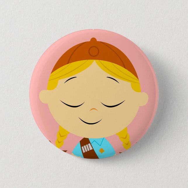 centre girl _ girl scout blonde 6 cm round badge (Front)