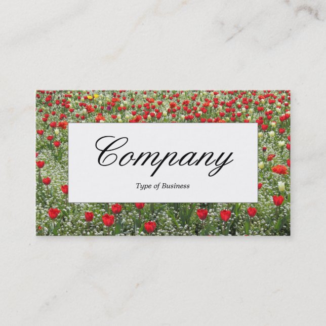 Centre Label - Bed of Tulips Business Card (Front)