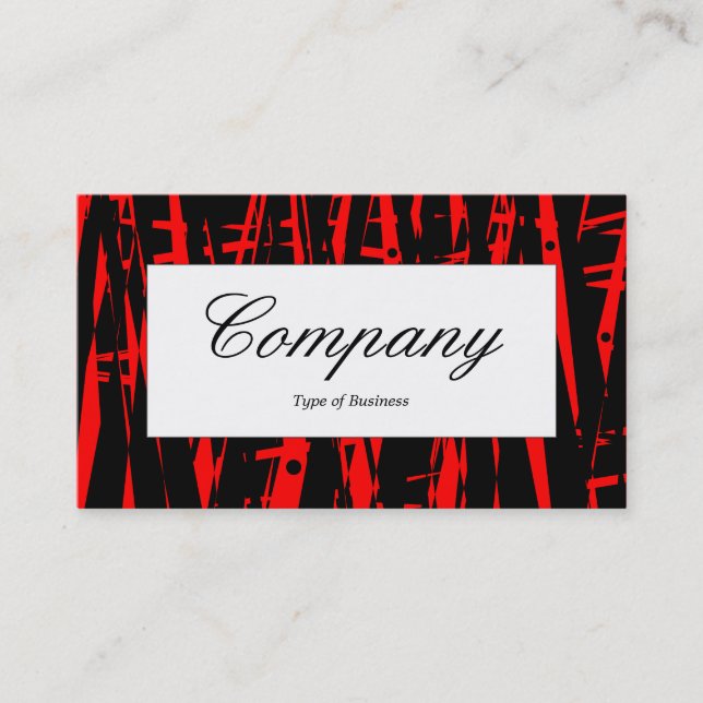 Centre Label - Black and Red Abstract II Business Card (Front)