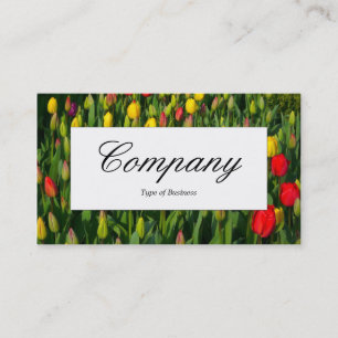 Centre Label - Colourful Tulips Business Card