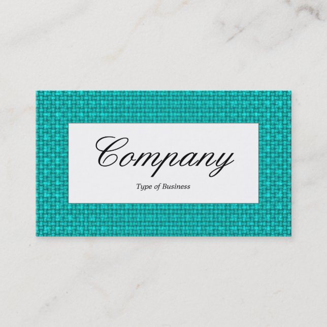 Centre Label - Cyan Fabric Texture Business Card (Front)