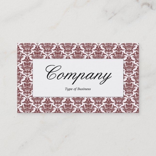 Centre Label - Dk Brown Damask Business Card (Front)