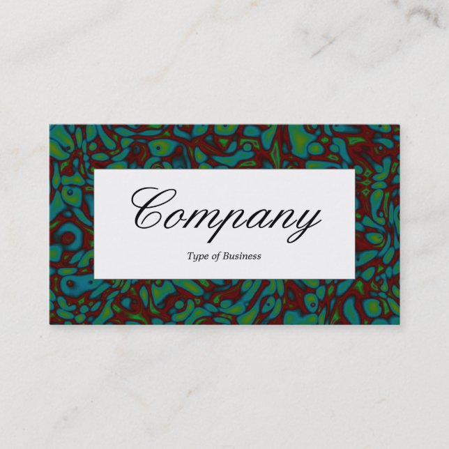 Centre Label - Green Marbling Business Card (Front)