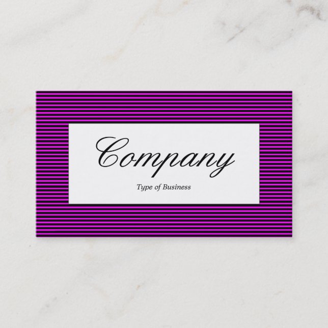 Centre Label - Lined Pattern - Black and Magenta Business Card (Front)