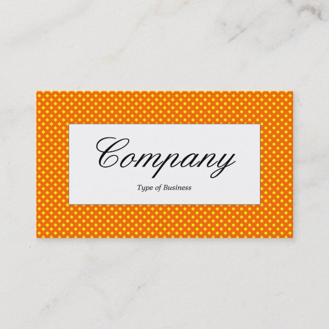Centre Label - Orange Net Texture Over Yellow Business Card (Front)