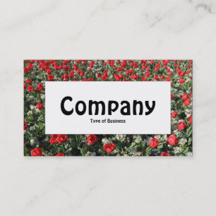 Centre Label - Red Tulips and Primroses Business Card