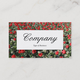 Centre Label - Red Tulips and Primroses Business Card