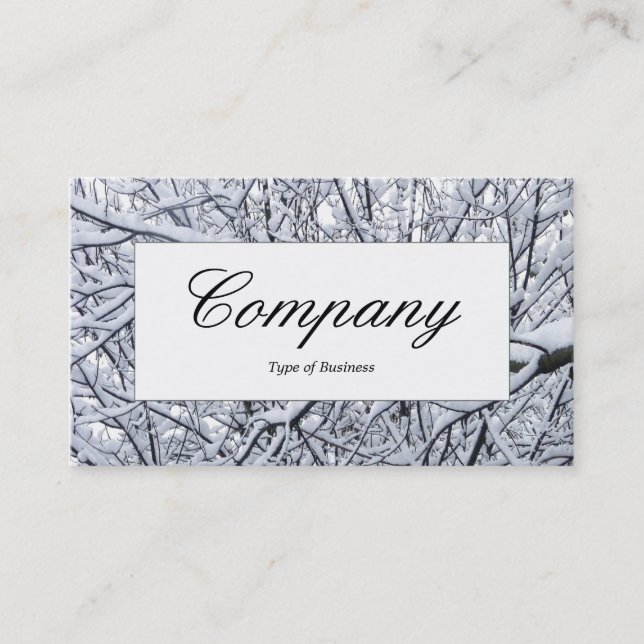 Centre Label - Snowy Branches Business Card (Front)