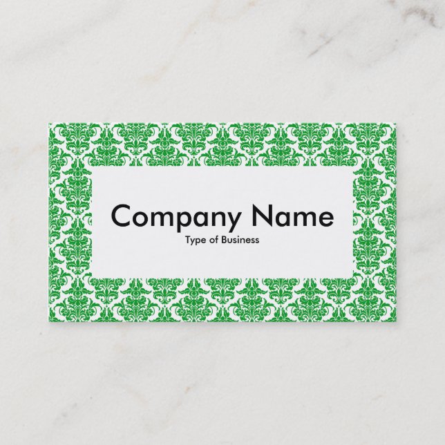 Centre Label v4 - Grass Green Damask Business Card (Front)