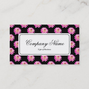 Centre Label v5 - Chrysanthemum Pattern on Black Business Card