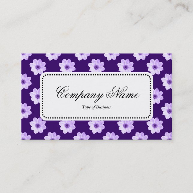 Centre Label v5 - Dahlia Pattern Deep Purple Business Card (Front)