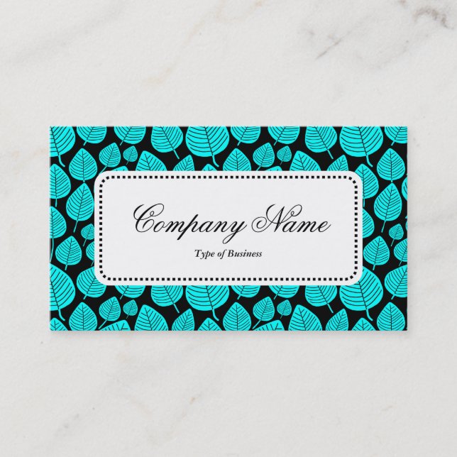 Centre Label v5 - Leaf Pattern 02 - Cyan Business Card (Front)