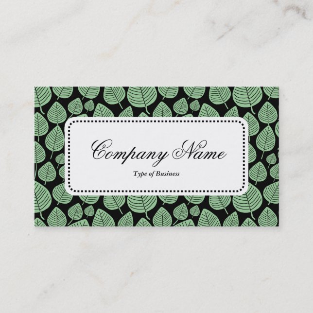 Centre Label v5 - Leaf Pattern 02 - Faded Green Business Card (Front)