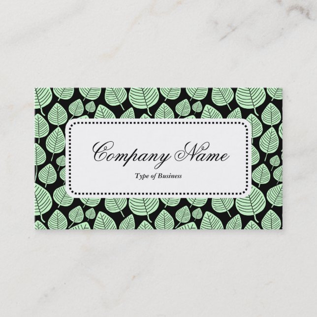 Centre Label v5 - Leaf Pattern 02 - Ghost Green Business Card (Front)