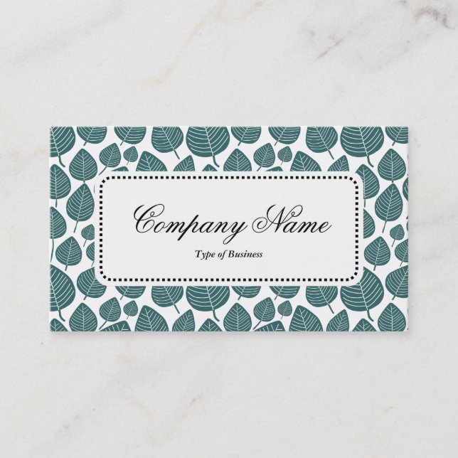 Centre Label v5 - Leaf Pattern 02 - Moss Green Business Card (Front)