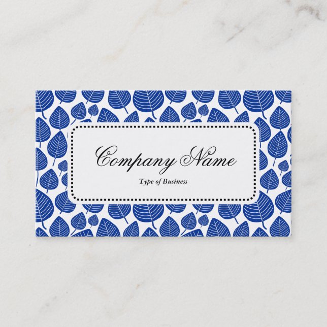 Centre Label v5 - Leaf Pattern 02 - Navy Business Card (Front)