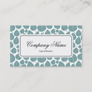 Centre Label v5 - Leaf Pattern 02 - Ocean Green Business Card
