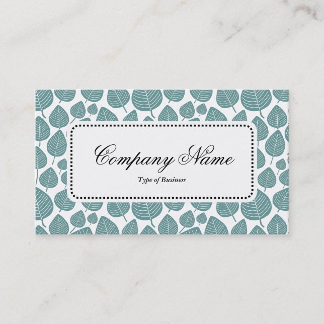 Centre Label v5 - Leaf Pattern 02 - Ocean Green Business Card (Front)