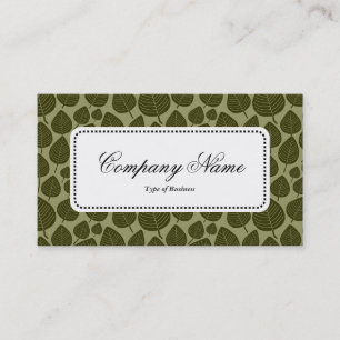 Centre Label v5 - Leaf Pattern 02 - Olive Shades Business Card