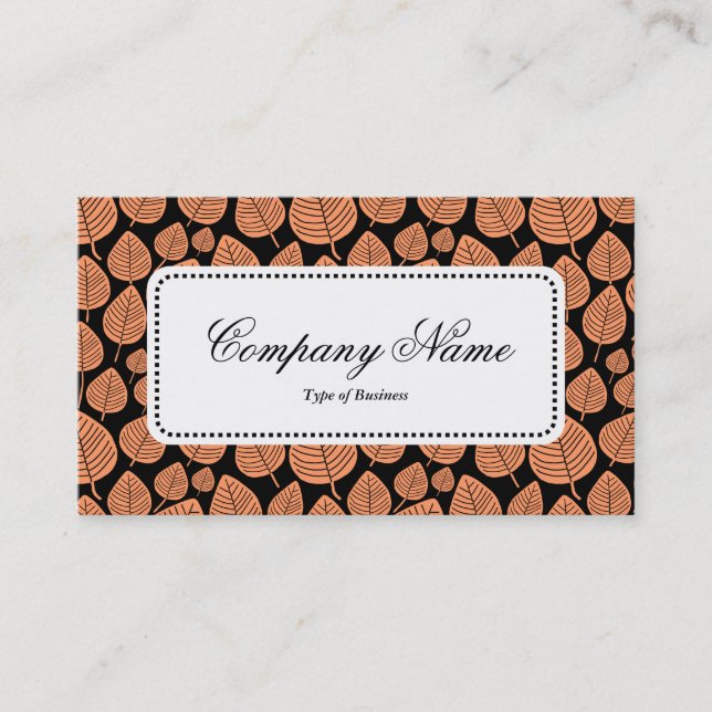 Centre Label v5 - Leaf Pattern 02 - Peach Business Card (Front)