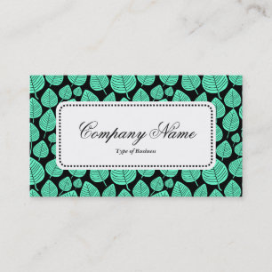 Centre Label v5 - Leaf Pattern 02 - Turquoise Business Card