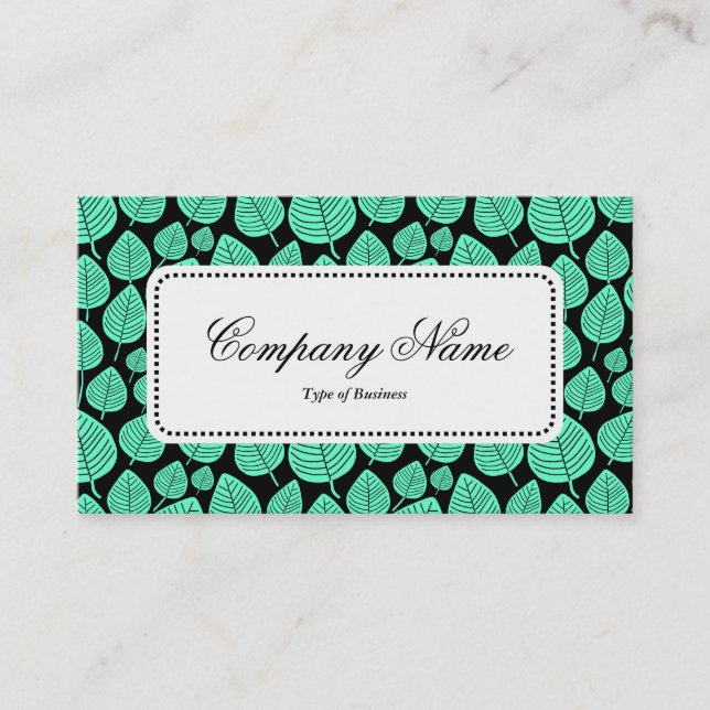 Centre Label v5 - Leaf Pattern 02 - Turquoise Business Card (Front)