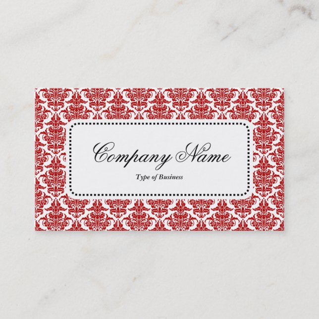 Centre Label v5 - Ruby Damask Business Card (Front)