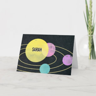 Centre of My Universe Valentine Space Planets Name Holiday Card