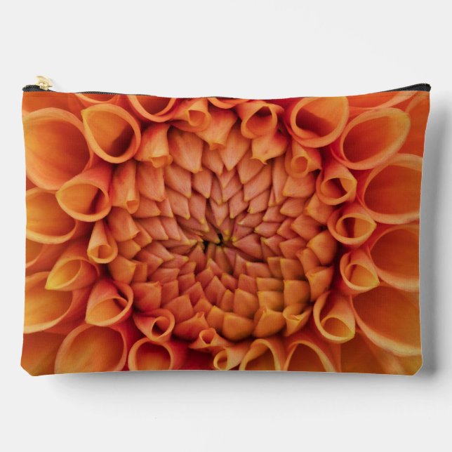 Centre Orange Dahlia Flower Accessory Pouch (Front)