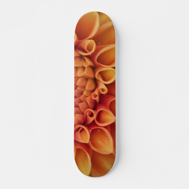 Centre Orange Dahlia Flower Skateboard (Front)