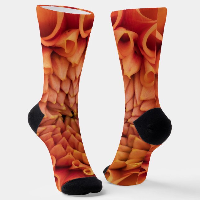 Centre Orange Dahlia Flower Socks (Angled)