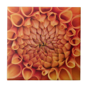 Centre Orange Dahlia Flower Tile