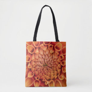 Centre Orange Dahlia Flower Tote Bag