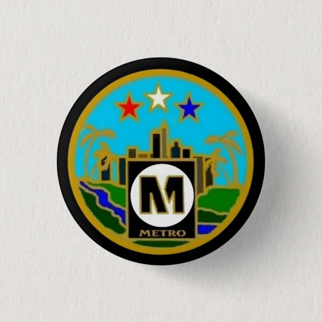 Centre Seal- Los Angeles Metro Buses 3 Cm Round Badge (Front)