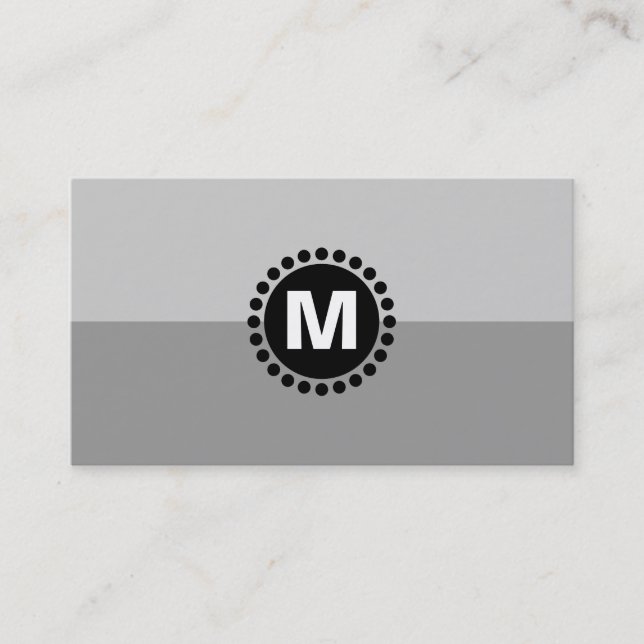 Centre Spot Monogram v2 - 2 Tone Grey Shades Business Card (Front)