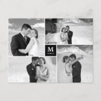 Centre Square Monogram Wedding Photo Thank You